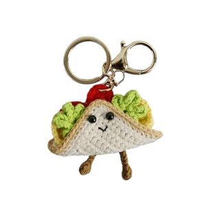 Red and Green Crochet Taco Bag Charm Keychain